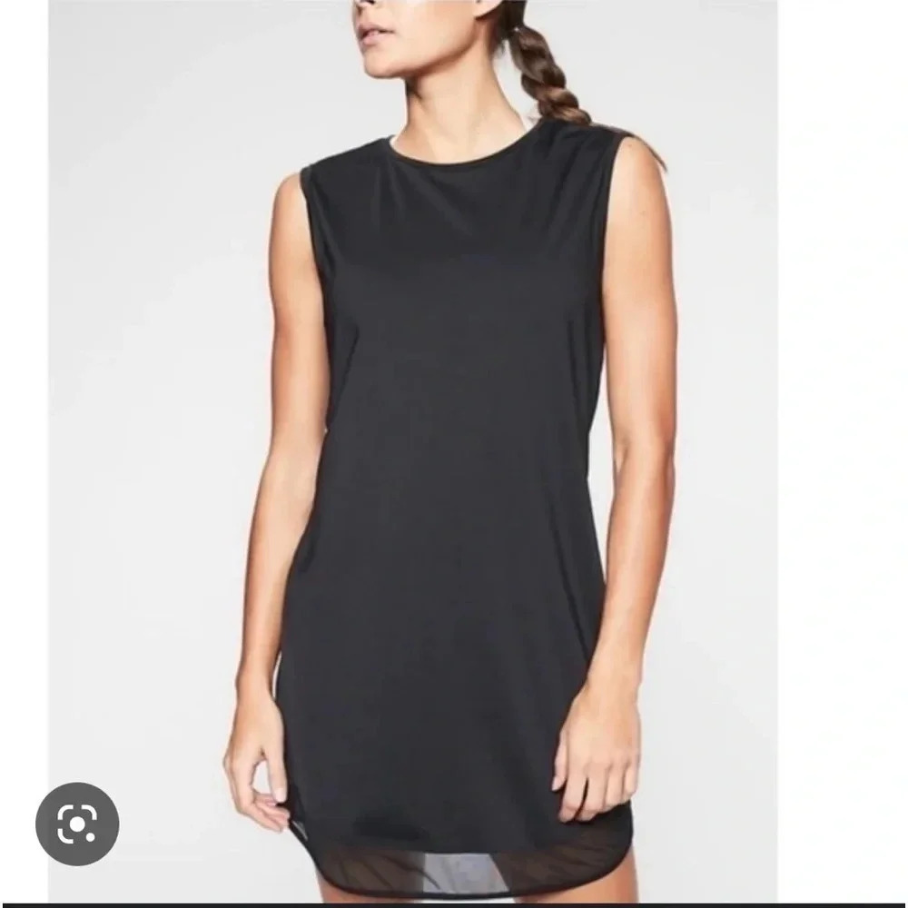 Athleta women’s XS 0 2 tank top shirt dress black athletic Athleisure workout
